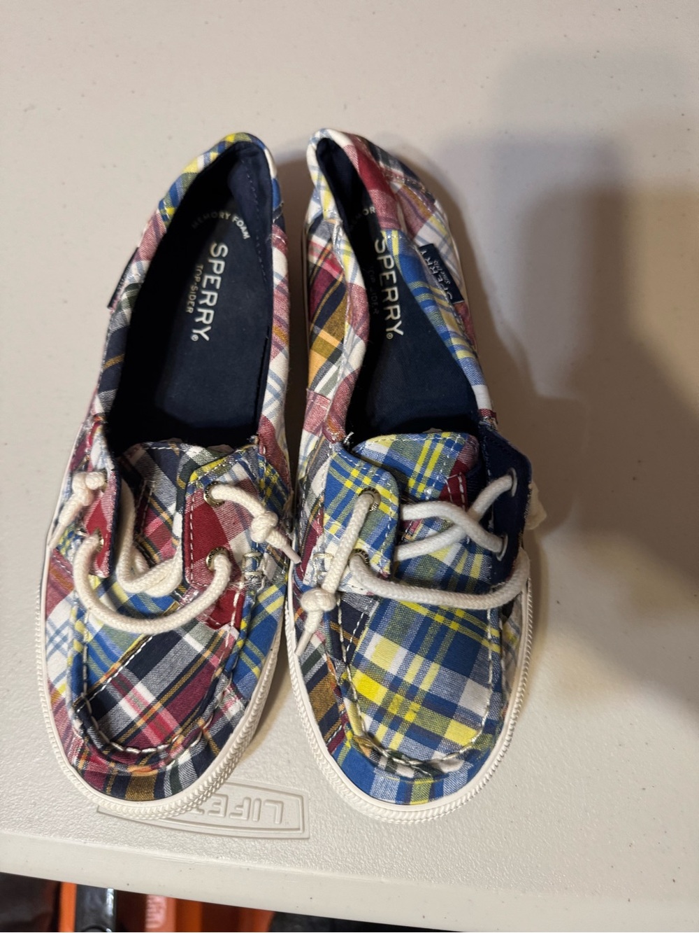 Sperry Top-Sider Authentic Original Boat Shoe Navy/Multi/Madras Canvas 7.5